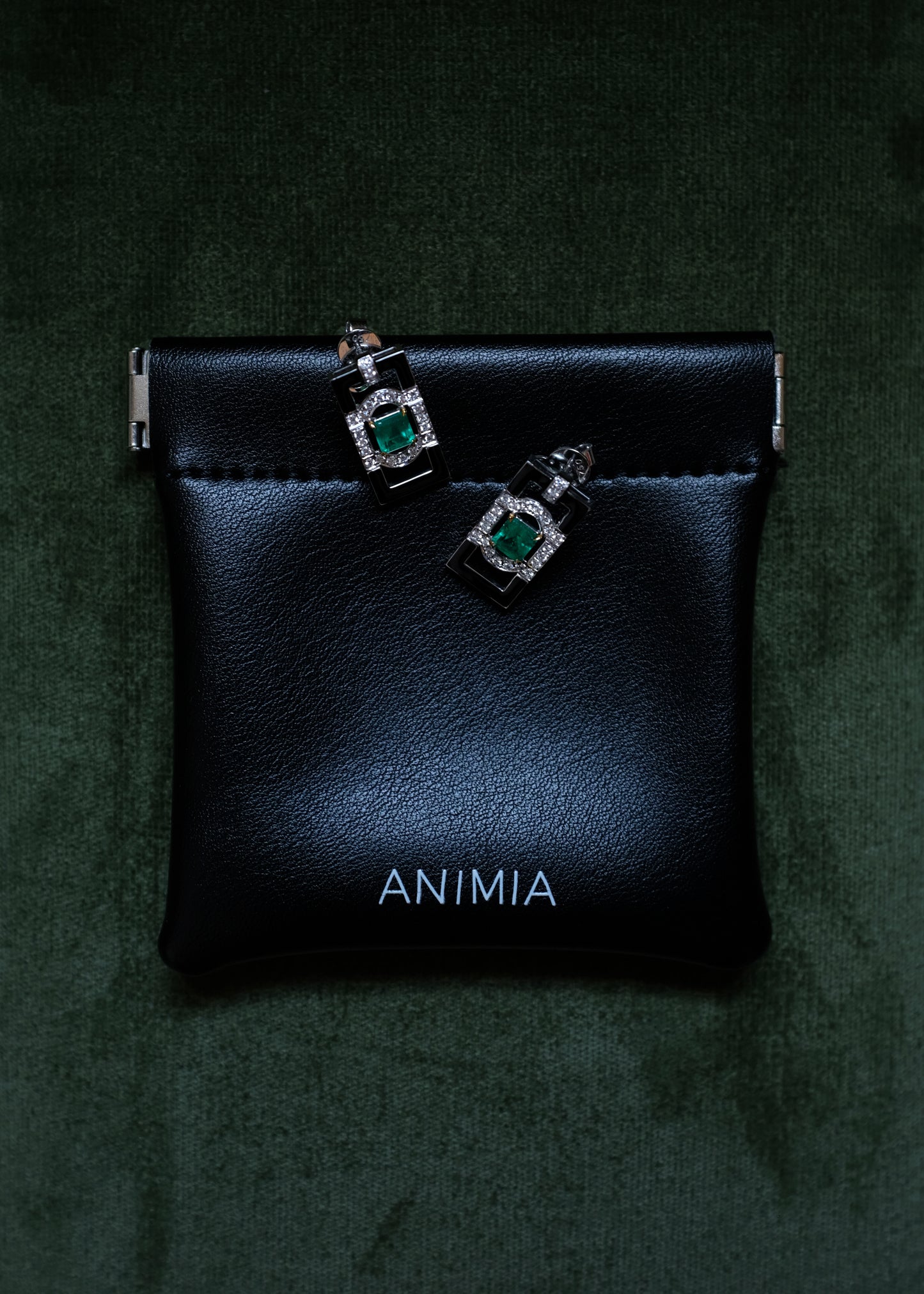 Colombian Emerald & Black Onyx Diamond Earrings