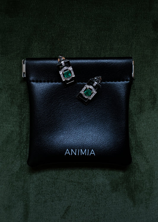 Colombian Emerald & Black Onyx Diamond Earrings
