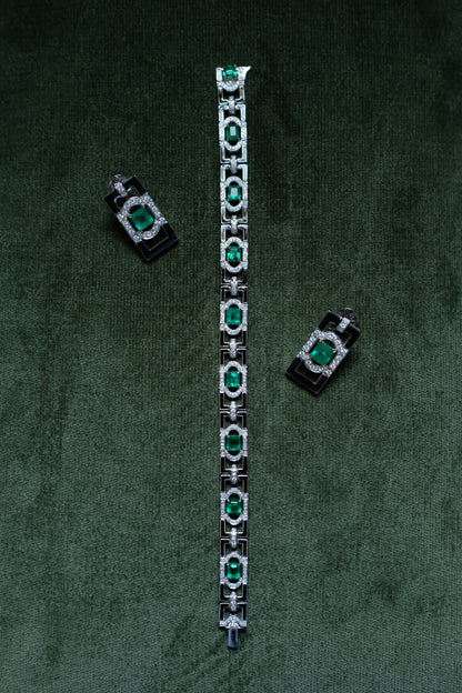 Colombian Emerald & Black Onyx Diamond Earrings